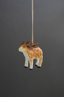 Paper Mache Deer Christmas Ornament (Pack Of 6) (NHT1003)