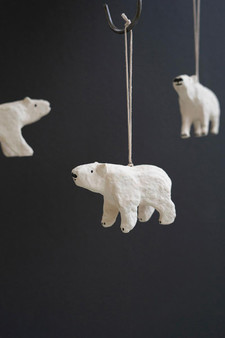 Paper Mache Bear Christmas Ornament (Pack Of 6) (NHT1004)