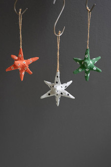 Set Of Three Paper Mache Star Christmas Ornaments (NHT1005)