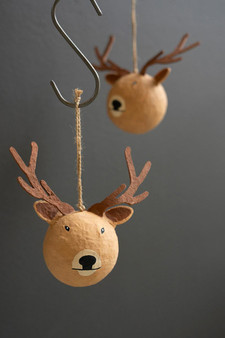 Paper Mache Reindeer Christmas Ormanent (Pack Of 6) (NHT1006)