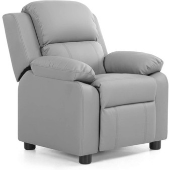 Kids Deluxe Headrest Recliner Sofa Chair With Storage Arms-Gray (HY10165GR)