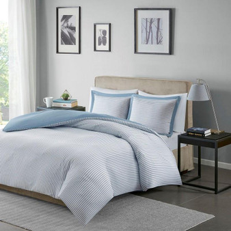 100% Polyester Microfiber Reversible Striped Duvet Cover Mini Set - Full/Queen MPE12-640