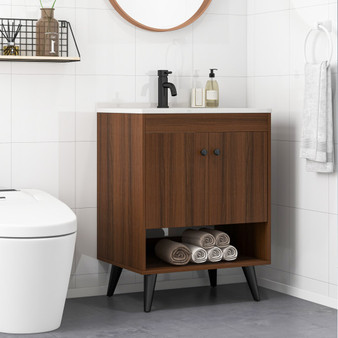 25 Inch Wooden Bathroom Storage Cabinet With Sink-Walnut (BA7902WT+)