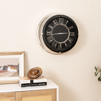 13.5/17.5 Inch Silent Wall Clock With Silver Frame-S (ES10289-S)