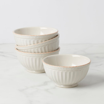 French Perle Groove White Dinnerware All Purpose Bowl (Set Of 4) (895719)