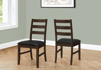 37" Height Transitional Brown Leather Look Upholstered Dining Chair - Brown Solid Wood (Set Of 2) (I 1332)