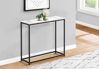 Black Metal Accent Table - White Marble Look Laminate (I 2255)