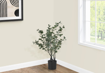 35" Tall Decorative Eucalyptus Artificial Plant - Black Pot (I 9562)