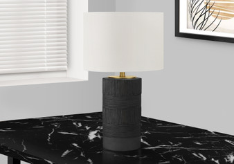24"H Contemporary Black Resin Table Lamp - Ivory/Cream Shade (I 9619)