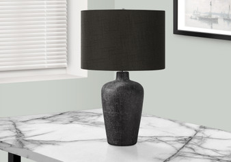 24"H Contemporary Black Ceramic Table Lamp - Black Shade (I 9621)