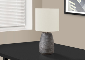 19"H Contemporary Grey Ceramic Table Lamp - Ivory/Cream Shade (I 9633)