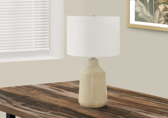 24"H Contemporary Beige Concrete Table Lamp - Ivory/Cream Shade (I 9702)