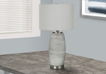 25"H Modern Grey Ceramic Table Lamp - Grey Shade (I 9711)