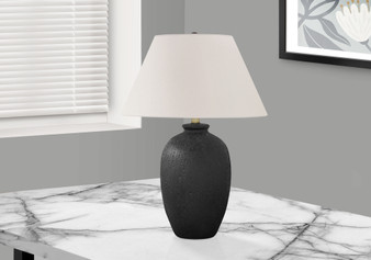 24"H Modern Black Ceramic Table Lamp - Ivory/Cream Shade (I 9721)