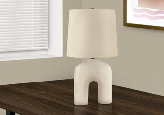 25"H Modern Cream Resin Table Lamp - Beige Shade (I 9728)