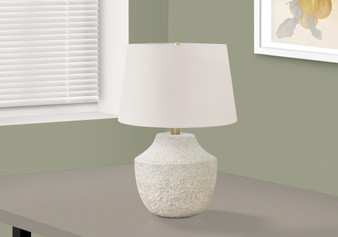 20"H Modern Cream Concrete Table Lamp - Ivory/Cream Shade (I 9729)