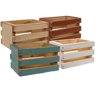 Rustic Wood Spring Crate 4 Assorted (Pack Of 4) G24122