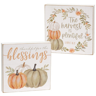 Plentiful Blessings Watercolor Box Sign 2 Assorted (Pack Of 2) G37405