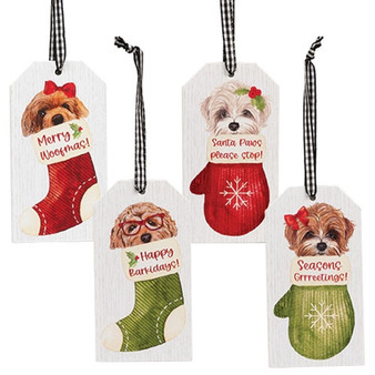 Merry Woofmas Tag Ornament 4 Assorted (Pack Of 4) G37411