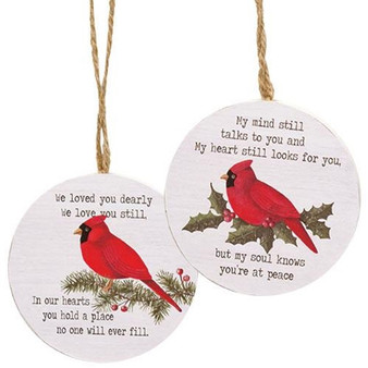 We Loved You Dearly Round Cardinal Ornament 2 Assorted (Pack Of 2) G37426