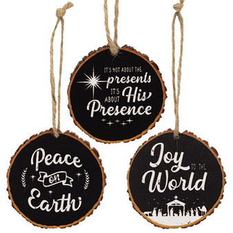 Nativity Wood Slice Ornament 3 Assorted (Pack Of 3) G37432