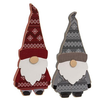 Layered Wooden Sweater Gnome Sitter 2 Assorted (Pack Of 2) G37459