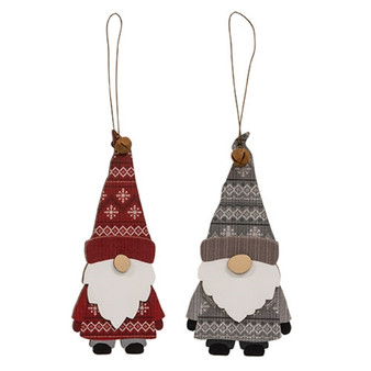 Layered Wooden Sweater Gnome Ornament 2 Assorted (Pack Of 2) G37460