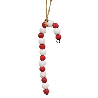 Wooden Bead Candy Cane Ornament G37561