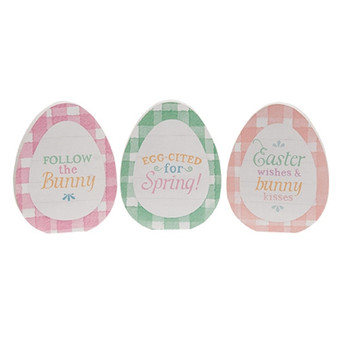 Follow The Bunny Wooden Egg Sitter 3 Assorted (Pack Of 3) G37587