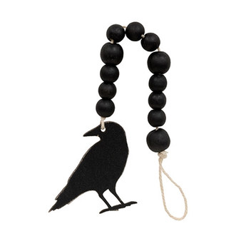 Wooden Beaded Crow Ornament G37681