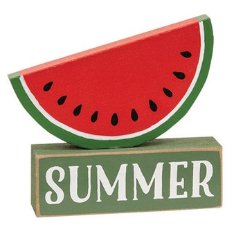 Watermelon On "Summer" Wooden Sitter G37694