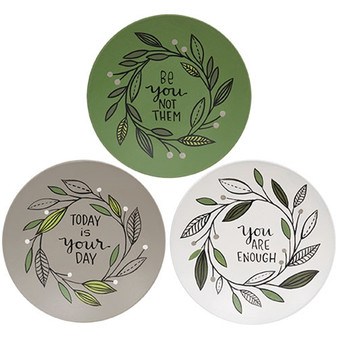 You Are Enough Leaf Ring Plate 3 Assorted (Pack Of 3) G37743