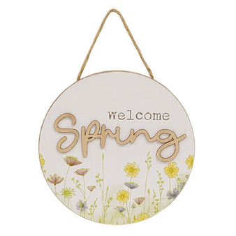 Welcome Spring Round Wildflowers Hanging Sign G37782