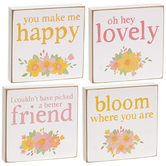 Oh Hey Lovely Floral Square Block 4 Assorted (Pack Of 4) G37803