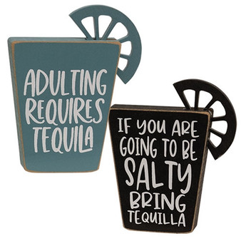 Tequila Words Block Sitter 2 Assorted (Pack Of 2) G37817