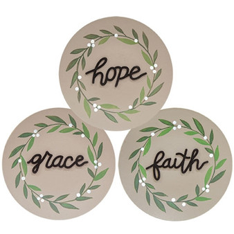 Grace Faith Hope Vine Plate 3 Assorted (Pack Of 3) G37829