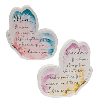 Grandma/Mom Watercolor Butterfly Sitter 2 Assorted (Pack Of 2) G37848