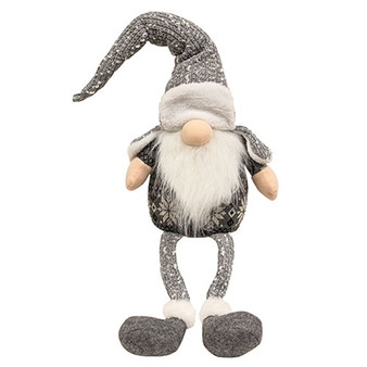 Gray & White Trapper Hat Dangle Leg Gnome GADC4400