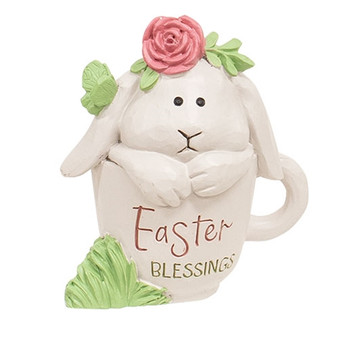 Easter Blessings Resin Bunny In Teacup GB14014
