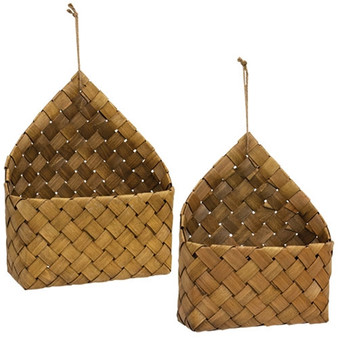 Set Of 2 Natural Chipwood Hanging Baskets GBB381706BR