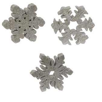 Resin Silver Sparkle Snowflake Sitter 3 Assorted (Pack Of 3) GC23333