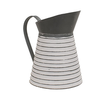Gray & White Ribbed Distressed Metal Water Pitcher GCN1245153