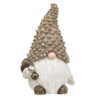 Led Resin Silver Pinecone Gnome GCWD58