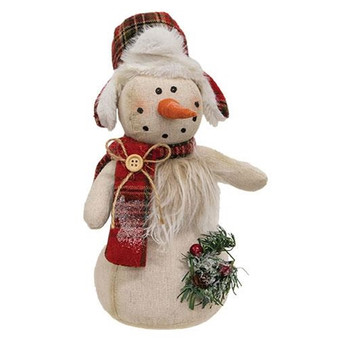 Furry Plaid Hunter Hat Standing Snowman GFY22028SY