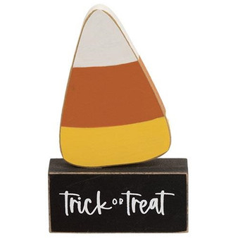 Wooden Candy Corn On Trick Or Treat Base GH37318