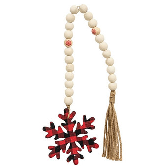 Red & Black Buffalo Check Snowflake Beaded Tassel GSHN4219