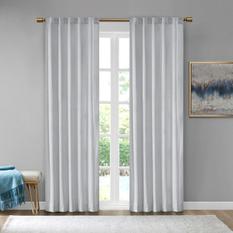 100% Polyester Velvet Window Panel Pair - Light Grey 5DS40-0155