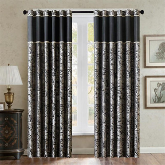 100% Polyester Jacquard Panel Pair - Black MP40-693