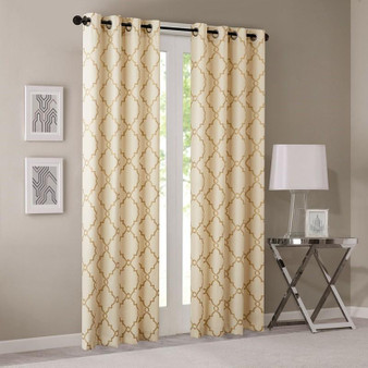 68% Polyester 29% Cotton 3% Rayon Fretwork Printed Panel - Beige/Gold MP40-3598