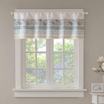 Printed And Pieced Rod Pocket Valance - Blue MP41-4293